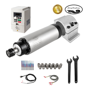 CNC Spindle Motor Kits, 110V 2.2KW Air Cooled Spindle Motor+110V 2.2KW VFD+Φ80mm Clamp Mount + ER20 Collet kit+ Drill bits+ wire+ wrenches for CNC Router machine