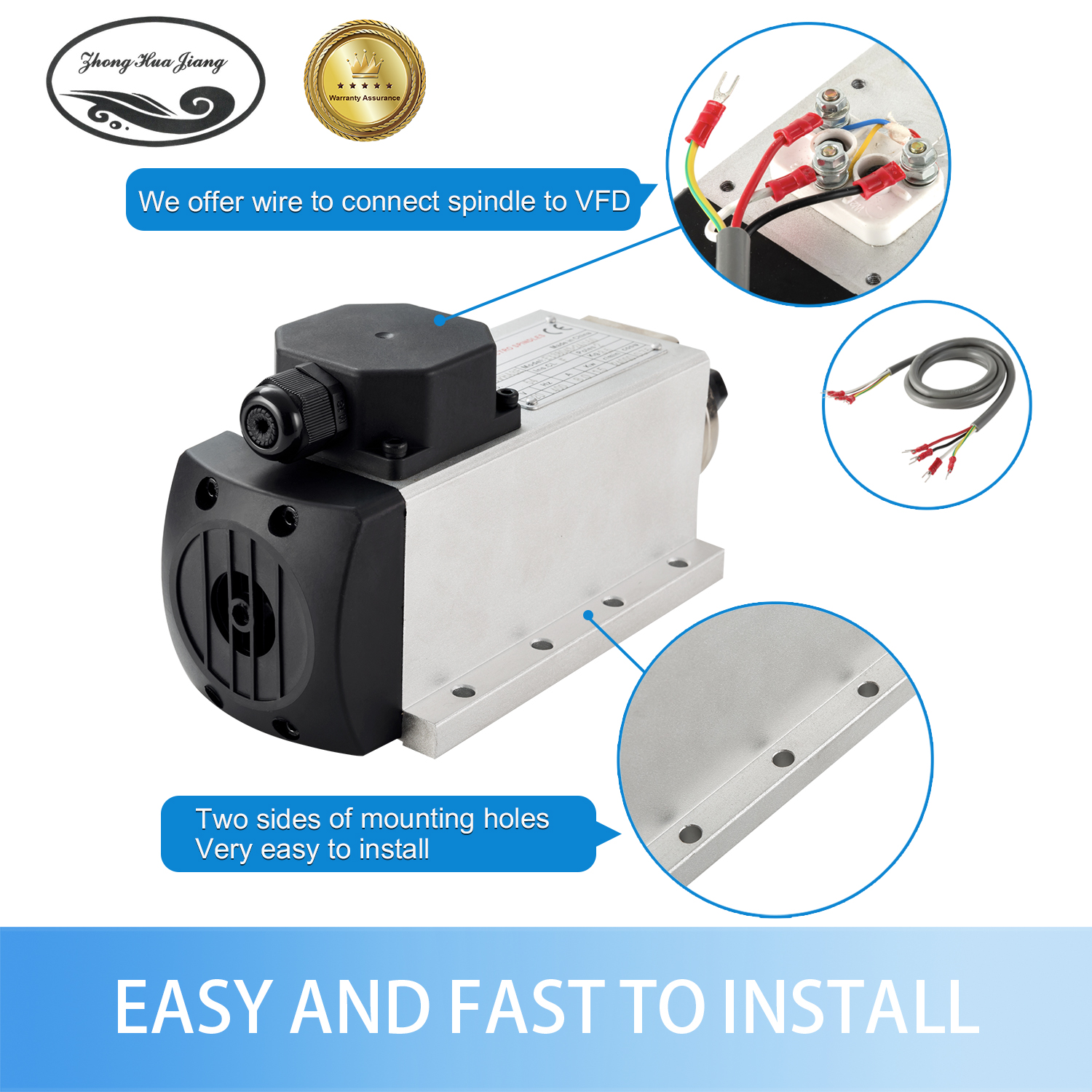 2,2 кВт -охолоджене шпиндель квадратного шпинделя CNC Motor ER20
