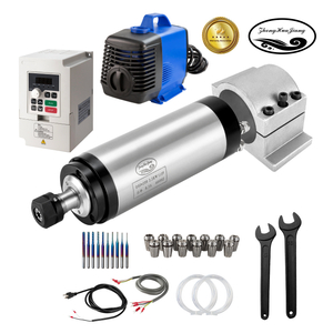 CNC Spindle Motor Kits, 110V 2.2KW Water Cooled Spindle Motor +2.2KW VFD+Φ80mm Clamp Mount +Water Pump+ Water Hose+13PCS ER20 Collet + Drill Bits+ Wire +wrenches for CNC Router Machine