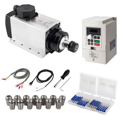 سی این سی اسپنڈل موٹر کٹس ، 1 سیٹ DIY 110V 2.2KW ہوا ٹھنڈا ہوا تکلا موٹر اسکوائر CNC روٹر 